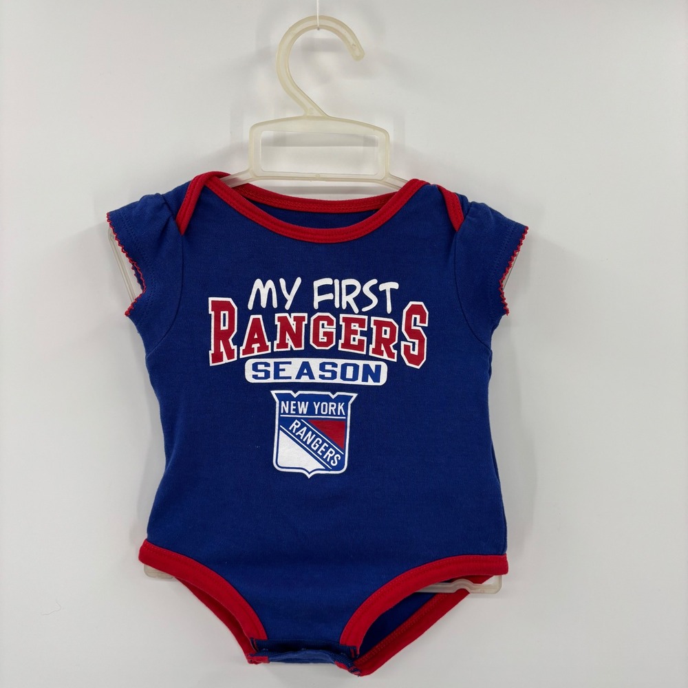 NHL Bodysuit Kids 3/6M Blue My First Rangers Season New York Hockey Fan Gear